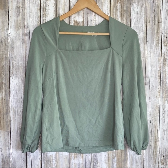 Soft Surroundings Maureen Square Neck Sprout Green Blouse - Picture 2 of 6